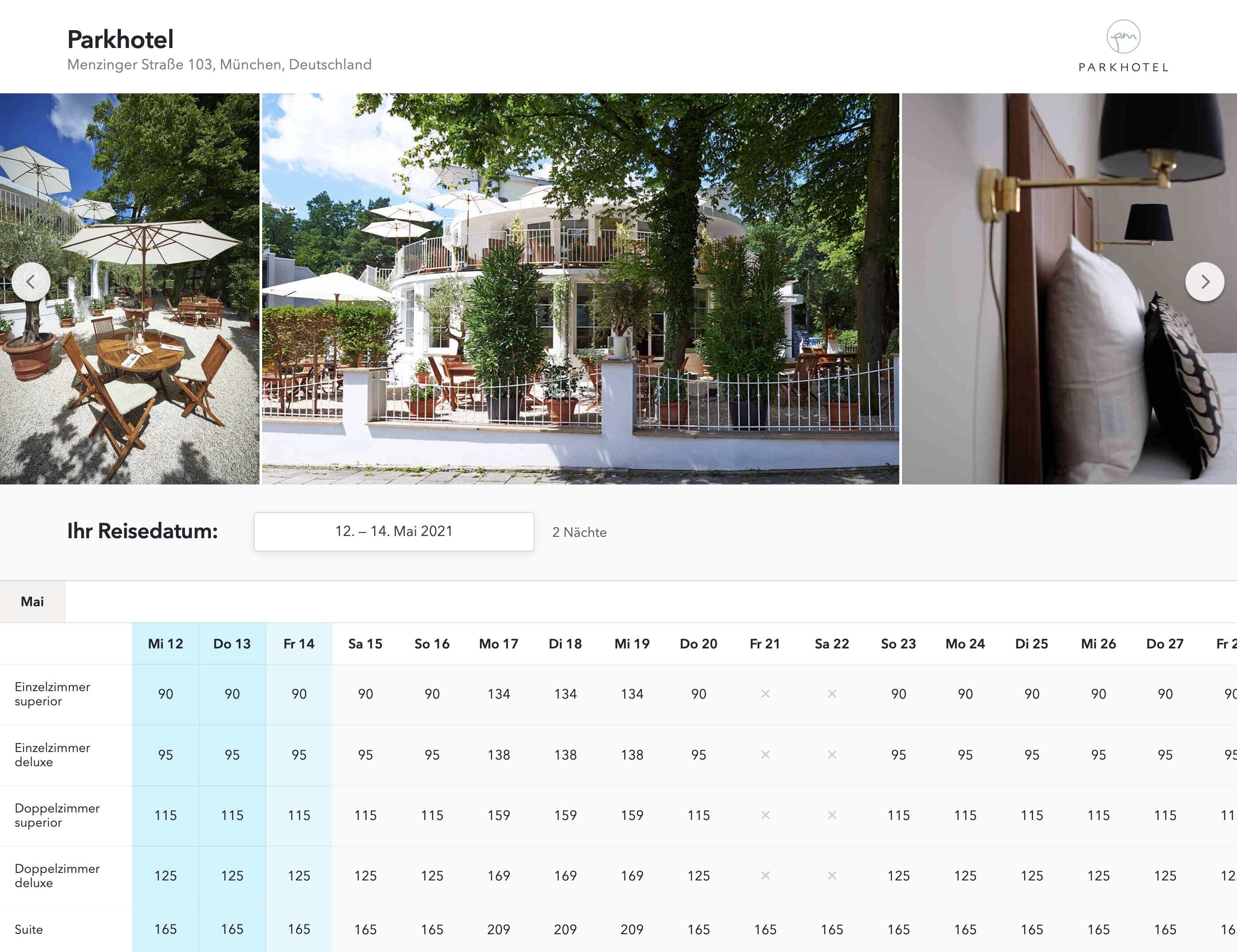 <p>Die Casona <em>BookingEngine </em>mit Datums-Auswahl für die Online-Buchung.</p>